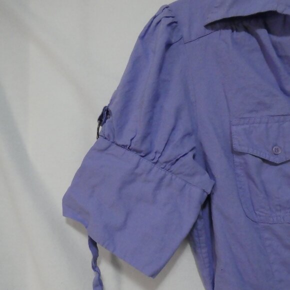 Unbranded | P2P 14 inches measured | Chic Purple V-Neck Button-Up Shirt - Picture 3 of 14
